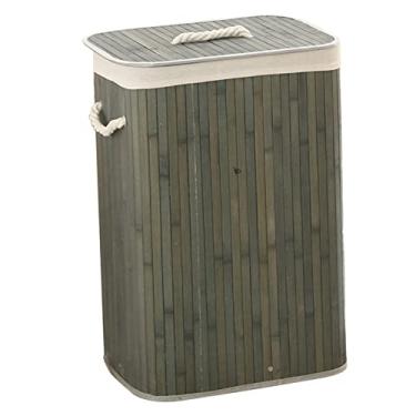 Imagem de GLOGLOW Cesta de Armazenamento de Bambu, Grande Capacidade, Armazenamento Multiuso para Casa e Escritório Cesta de Lavanderia Dobrável, Nan (1.7 Quadrado Cinza)