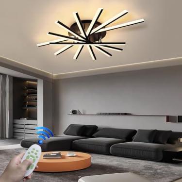 Imagem de Luminária de teto moderna e regulável para sala de estar, com formato linear irregular, corpo em alumínio criativo e personalidade, com controle remoto para iluminação de restaurantes, quart