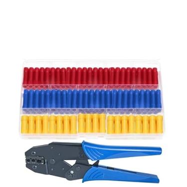 Imagem de 150 peças BV1.25 BV2 BV5.5 Conectores de extremidade de fio reto isolado fio elétrico conjunto de emenda terminais de crimpagem com alicate