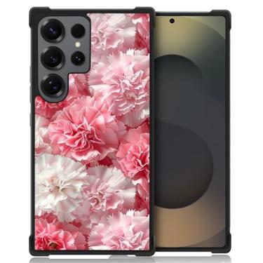 Imagem de WANKBLC Compatível com Samsung Galaxy S25 Ultra, proteção à prova de choque para homens mulheres antiderrapante para Samsung Galaxy S25 Ultra Crazy Pattern Cravos Flores Lindas Rosa Branco