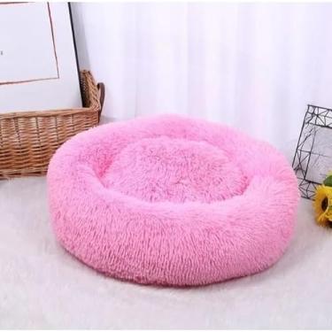 Imagem de Cama Pet Redonda Premium de Pelúcia Antiderrapante para Cães e Gatos – Aconchegante, Lavável e Confortável(ROSA,P)