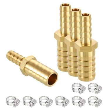 Imagem de HARFINGTON 3 peças de encaixe de farpa de latão de 3/20.3 cm a 3/40.6 cm com 6 grampos de latão, emendador de metais para impressão 3D, compressor de ar, máquina CNC, matrizes