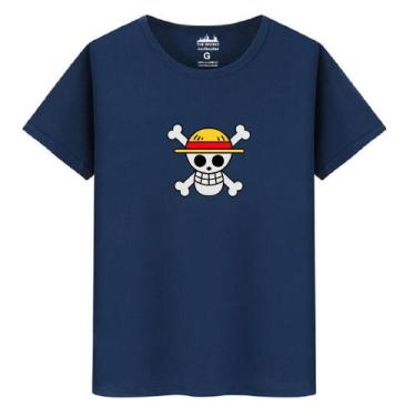 Imagem de Camiseta Masculina Casual Caveira One Piece, Azul, XGG