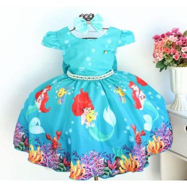 Imagem de Vestido De Festa Ariel Aniversário E Tiara - Pingo De Gente, Verde, Cl