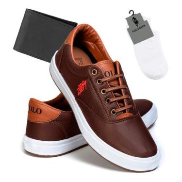 Imagem de Kit Tênis Masculino Polo Open Casual Confortável Meia Soquete e Cartei