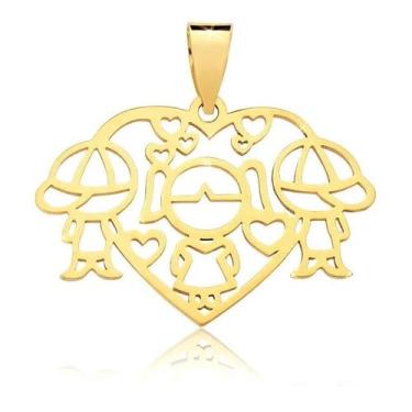 Imagem de Pingente Coração Filhos E Filha Ouro 18k - Paulistana Joias