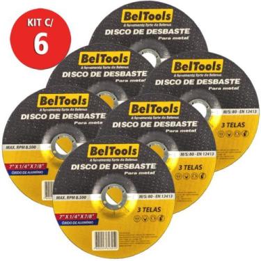 Imagem de Kit 6 Disco Desbaste 7x7/8 Corte Metal Beltools