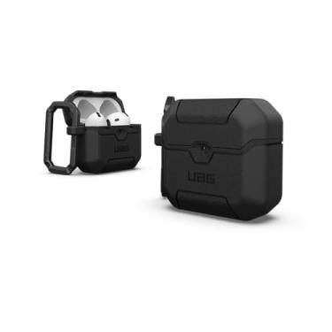Imagem de URBAN ARMOR GEAR Capa UAG projetada para AirPods 4ª geração Scout, capa protetora robusta à prova de quedas de grau militar com clipe mosquetão destacável e fecho de lábio seguro, preta