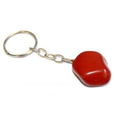 Imagem de Chaveiro Pedrinha Jaspe Vermelho Rolada Natural Prateado - CristaisdeC