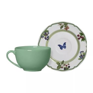 Imagem de Conjunto Com 6 Xícaras De Chá Com Pires Fruits 250Ml - Alleanza Cerâmi