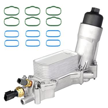 Imagem de Resfriador de óleo de motor de alumínio 68310865AB com kit de juntas de adaptador de filtro de óleo compatível com Dodge Charger Challenger 2017 2018, Chrysler 200 300, Wrangler, Grand Cherokee, Ram