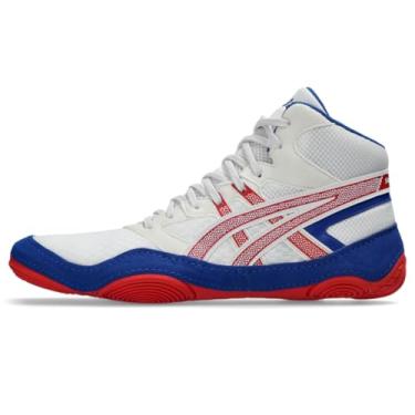 Imagem de ASICS Tênis de luta livre masculino Snapdown 4, Branco/Vermelho clássico, 38