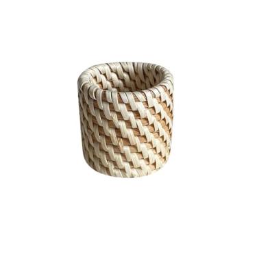 Imagem de Anel de guardanapo de tecido feito à mão, suporte de guardanapo rústico de madeira, fivela de guardanapo, restaurante, casa, festa, decoração de mesa (branco, 5 x 5 cm)