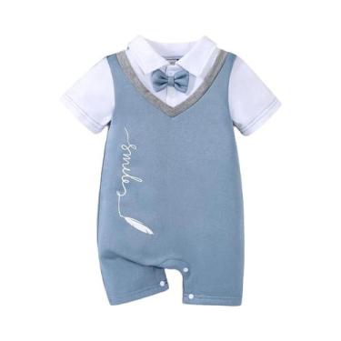 Imagem de Macacão De Verão Para Bebê Menino Recém-Nascido Com Mangas Curtas E Ca