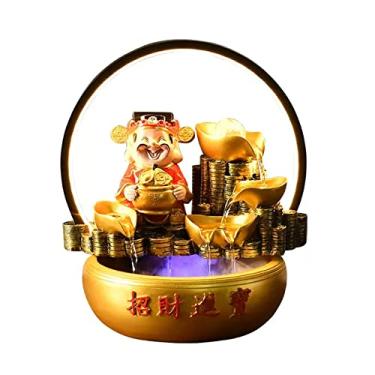 Imagem de Fontes de mesa chinesas Lucky Fortune Fonte de mesa cachoeira fonte de água elétrica de mesa decoração com LED interior portátil mesa decorativa meditação cachoeira kit inclui bomba submersível