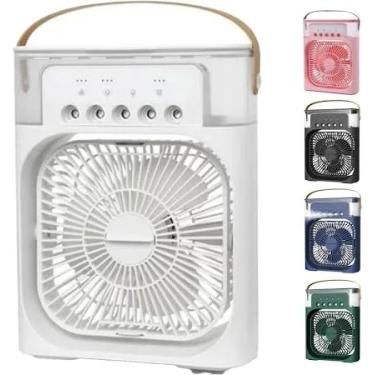 Imagem de Mini Ventilador Portátil USB com Compartimento para Gelo, Aromatizador, Climatizador Pessoal, Resfriador de Ar com Alça, 3 Velocidades, Branco