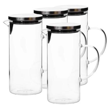 Imagem de Genérico, Kit 4 Jarra de Vidro Transparente com Tampa Inox Hermética 1,5 Litros Suco Água Drinks Cozinha