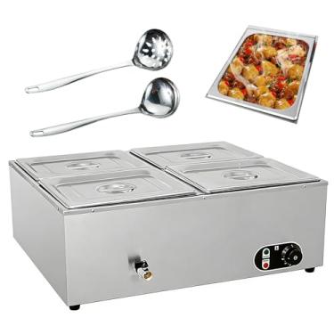 Imagem de Aquecedor EléTrico Comercial De Alimentos De 1500w,Banho-Maria Em AçO InoxidáVel Para Buffet,Com Controle De Temperatura,Concha E Colher Perfurada Para Festas E Eventos De Catering