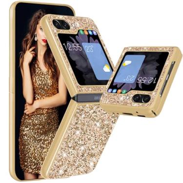 Imagem de Capa Z Flip 5 com glitter para Galaxy Z Flip 5 Slim Capa de proteção à prova de choque de diamante brilhante para Samsung Galaxy Z Flip 5 Capa de telefone feminina e feminina capa macia 5G/6,7