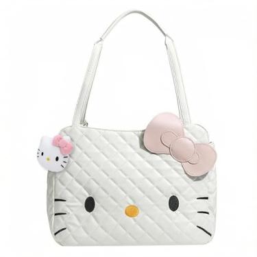 Imagem de Mochila fofa de gatinho, bolsa tiracolo com pingente de pelúcia, ombro de couro com alça de ombro ajustável para mulheres, presente para ela