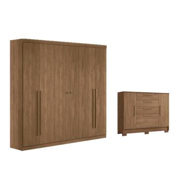 Imagem de Quarto Completo Modu 2 Peças (1GuardaRoupa+1Cômoda) QC376 Jatobá - Santos Andirá