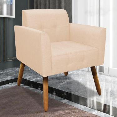 Imagem de Kit 2 Poltronas Decorativas Pés Palito Karen Linho Bege - Gran Belo