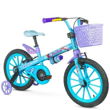 Imagem de Bicicleta Infantil Feminina Aro 16 Frozen Cestão Rodinha 02