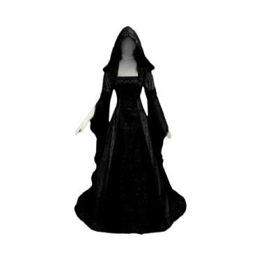 Imagem de Vestido De Bruxa Deluxe Com Capuz Para Mulheres, Fantasia Medieval Ren
