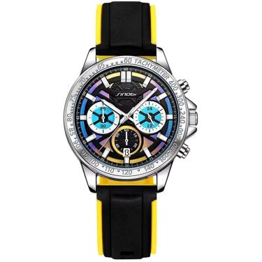 Imagem de Relógio De Quartzo Masculino Impermeável Esportivo Com Pulseira De Silicone Impermeavel Amarelo