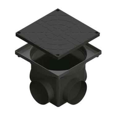 Imagem de Caixa De Passagem E Inspeção De Esgoto P Preta 4,5l (24 X 24 X 20 Cm)