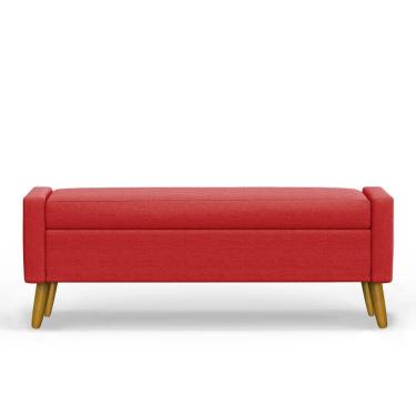 Imagem de Recamier Bau Londres 1,20m Suede Vermelho - Clique Decor