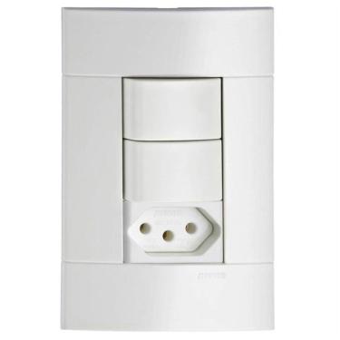 Imagem de Conjunto 2 Interruptores Simples + 1 Tomada 2 Pinos + Terra 10 Amperes 250 Volts Prm44721 Schnei