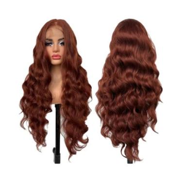 Imagem de Peruca Sintética Longa De 32 Polegadas Com Ondas Soltas Pretas E Renda