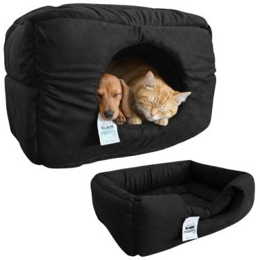 Imagem de Cama Toca Luxo Filhote Cao Lavavel Gato Caminha Preto Media - Maxximo 