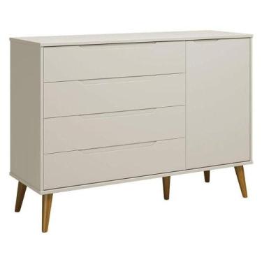 Imagem de Cômoda Com Porta Retrô Elfe Areia Acetinado Amadeirado - Reller - RELL