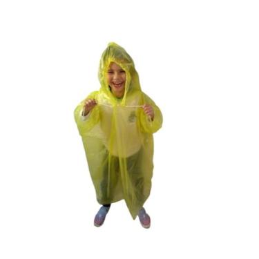 Imagem de 20 Capas de Chuva Descartável Infantil Amarela c/ Cordinha - protege