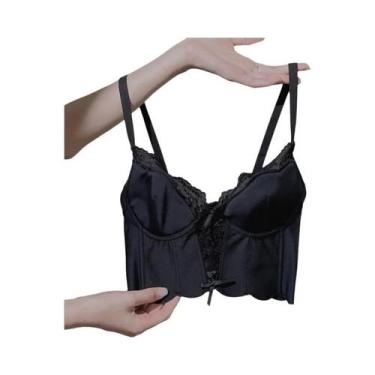 Imagem de Roupa íntima fina feminina push-up sem fio sexy renda espinha de peixe