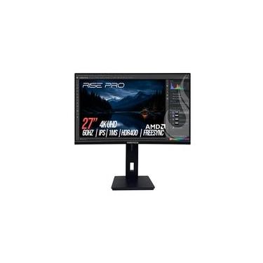 Imagem de Monitor Profissional Rise Mode PRO 27", 4K, 1ms, IPS, FreeSync, HDR 400, HDMI e DisplayPort, Altura Ajustável, Preto - RM-MOGL-27F604K-B
