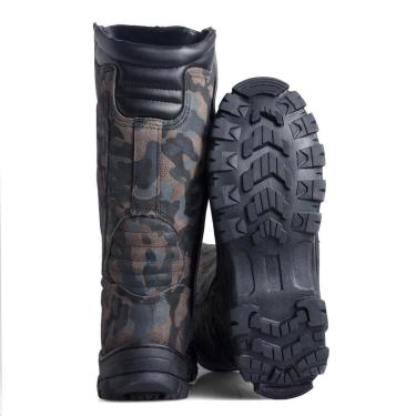 Imagem de Bota Masculina Coturno Couro Camuflada Cano Longo Alto Confortavel Motociclista Motoqueiro Feminina-Masculino