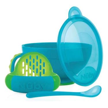 Imagem de Preparador De Papinhas Amassador Com Tampa E Colher Nûby - Nuby, Azul