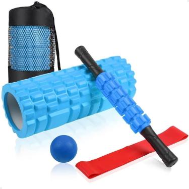 Imagem de Kit Rolo de Massagem Bastão Miosfascial Bola Lacrosse Faixa Elástica Band Bolsa Lorben...