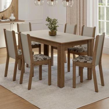 Imagem de Conjunto Sala de Jantar Lucena Mesa Tampo de Madeira 6 Cadeiras Madesa