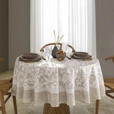 Imagem de Toalha de Mesa Dohler Bege Floral Renova Alana Clean Limpa Fácil, 1,80