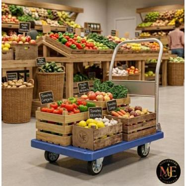 Imagem de Carrinho de Carga Plataforma Dobrável 150kg  4 Rodas, Alça Retrátil Ar