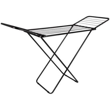 Imagem de Varal de Chão 144x49cm Slim Preto - Suporte para até 20Kg de Roupas - 