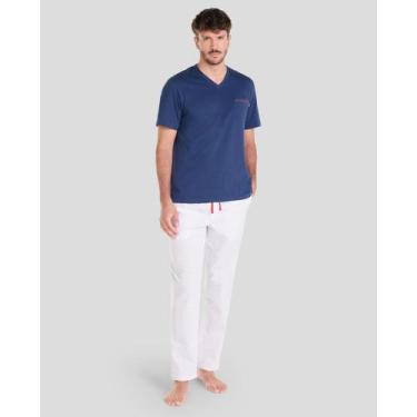Imagem de Pijama Poá Misto Longo - Lohe, Azul marinho, XG