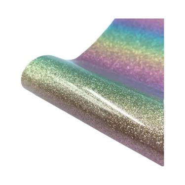 Imagem de Vinil De Transferência Térmica PU HTV Com Glitter Em Cores Sortidas Pa