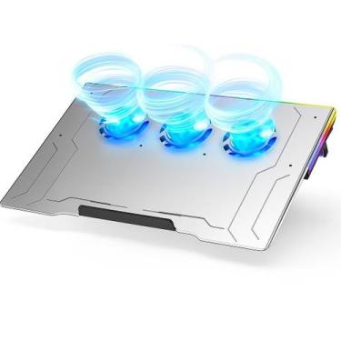 Imagem de Suporte Notebook Gamer Alumínio 3 Coolers RGB Base Refrigerada - OBERO