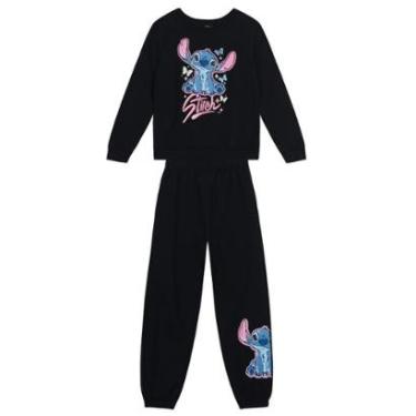 Imagem de Conjunto infantil menina em moletinho do Stitch Brandili-Feminino