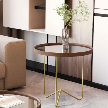Imagem de Mesa Lateral Redonda Espelhada Alamanda JB Moveis